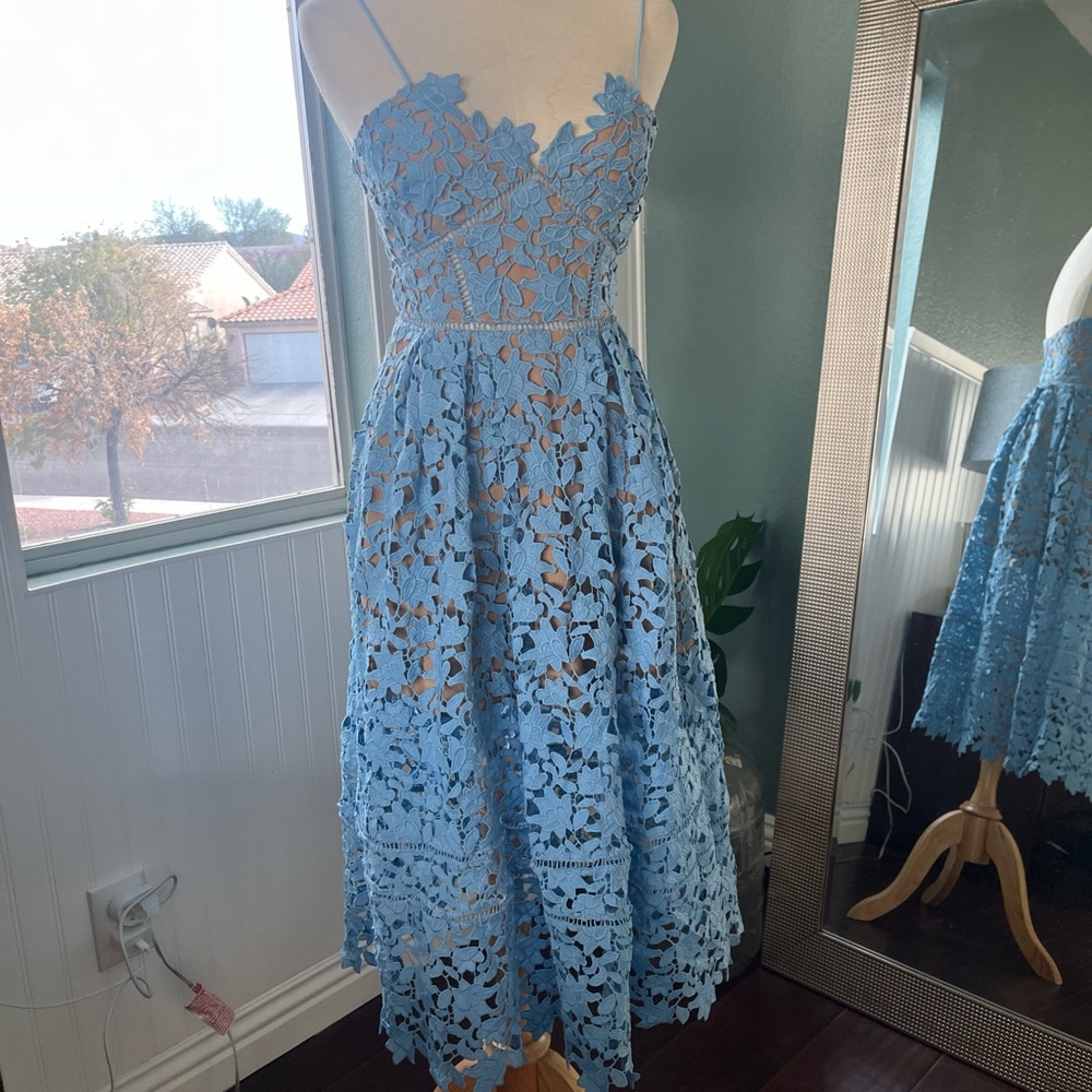 Self Portrain Blue Azalea Lace Dress Size 4